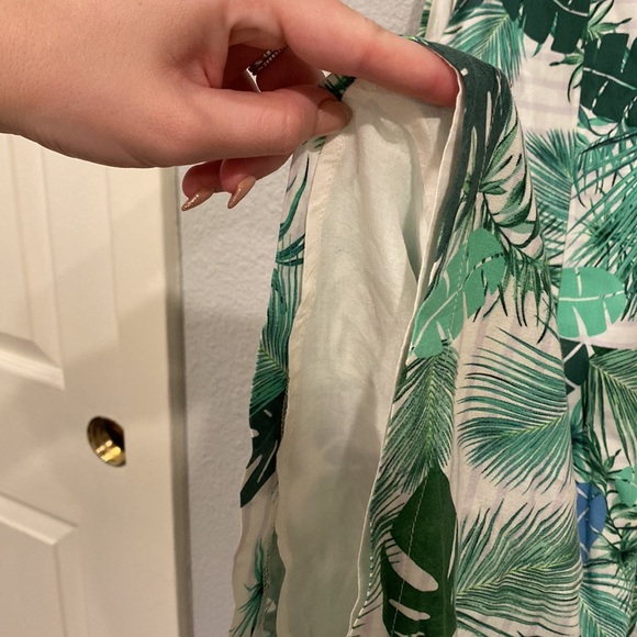 DO+BE tropical green and white striped high neck romper resort wear - Picture 5 of 6